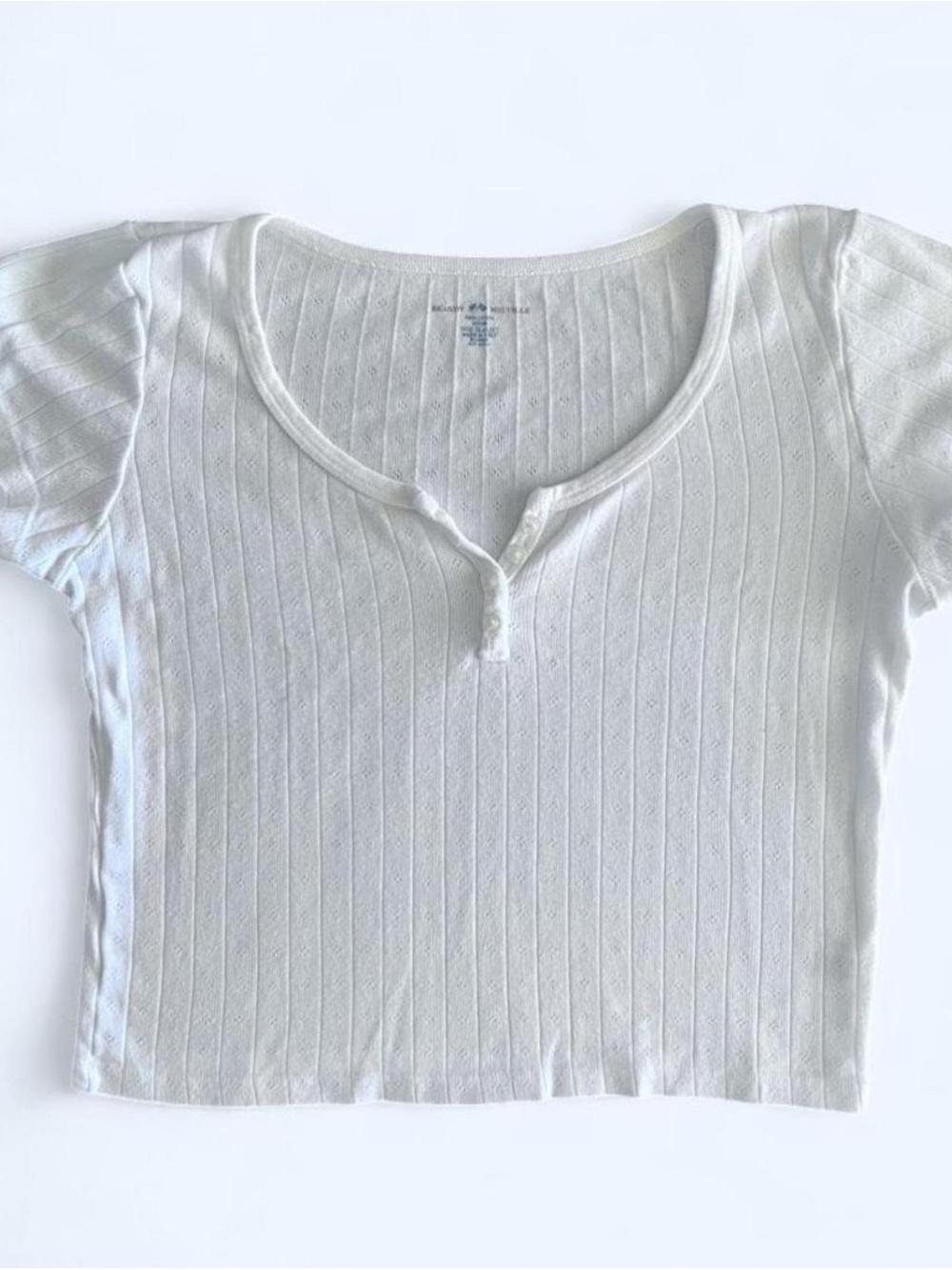 White Ribbed Scoop Neck Short Sleeve Top